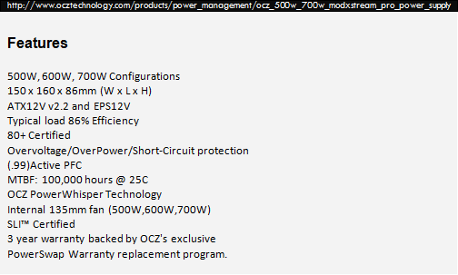 OCZ ModXStream Pro 500W