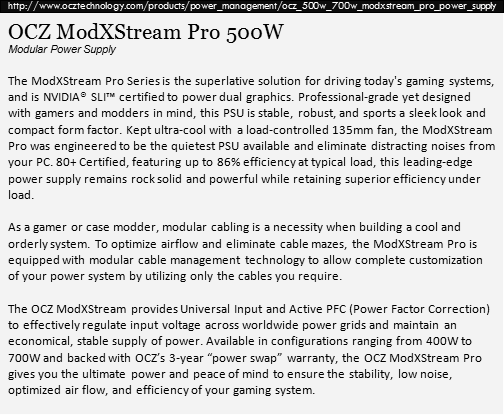 OCZ ModXStream Pro 500W